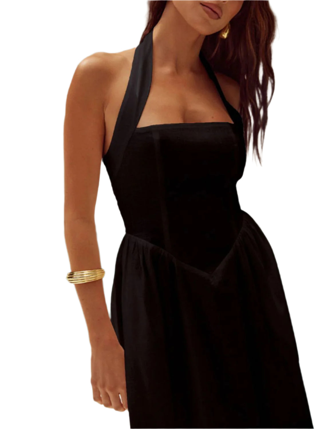 Devine Ruched Halter Neck Midi Dress