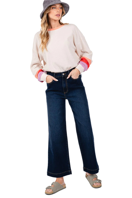 SAGE + FIG High Waist Wide Leg Jeans