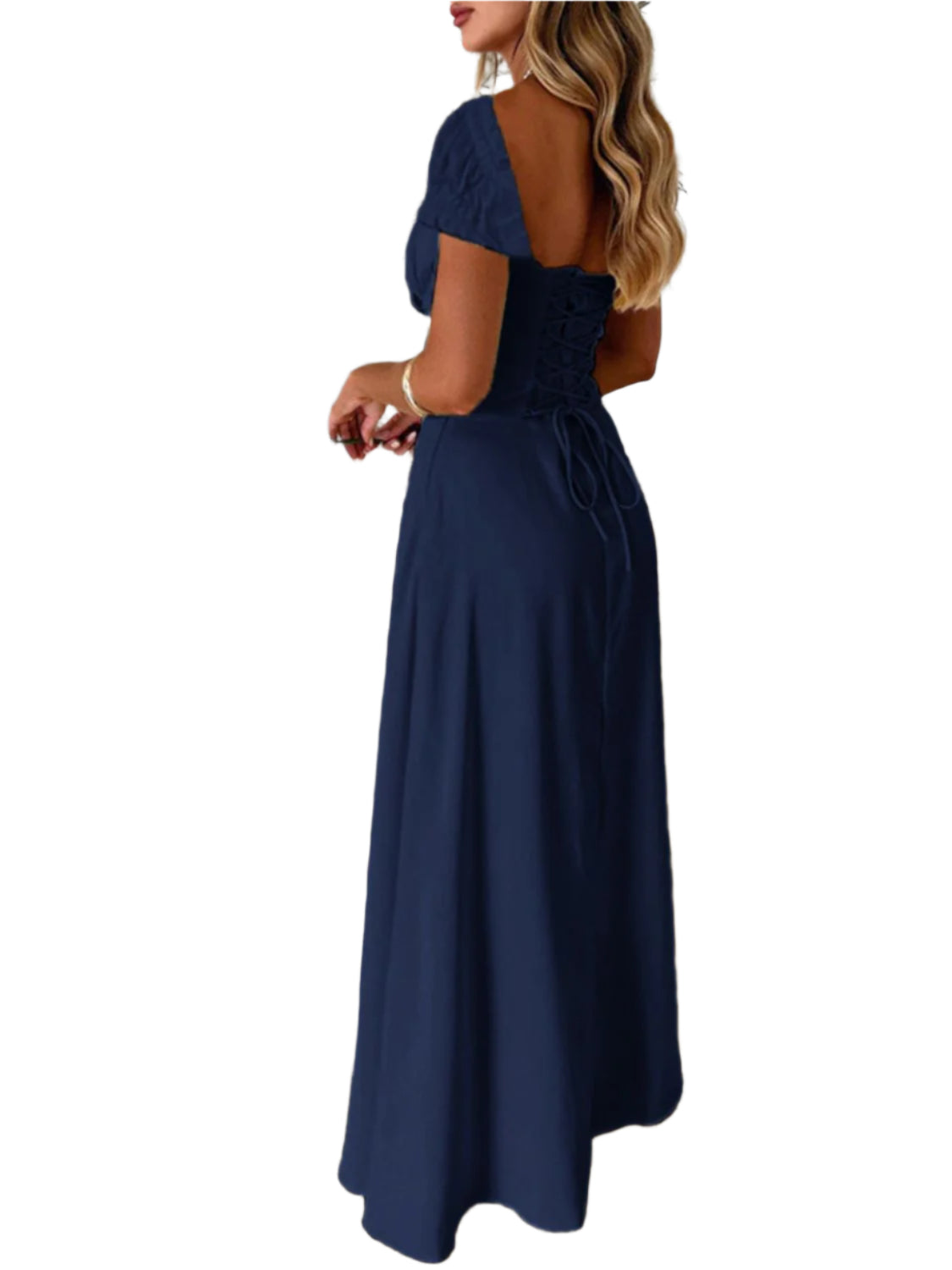 Devine Sweetheart Neck Short Sleeve Maxi Dress