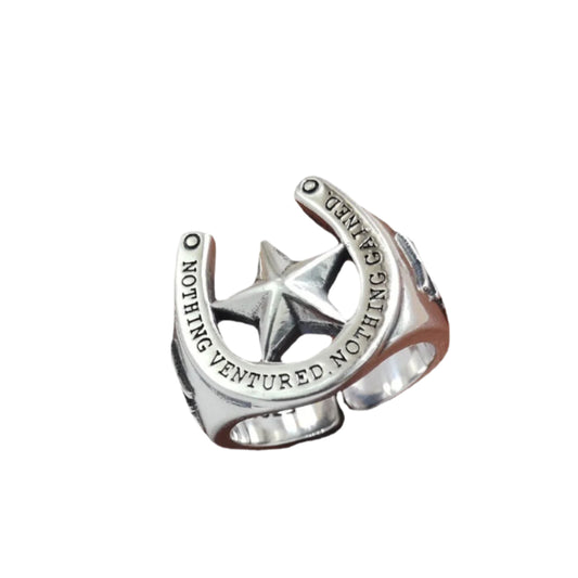 Adjustable 925 Sterling Silver Horseshoe Ring