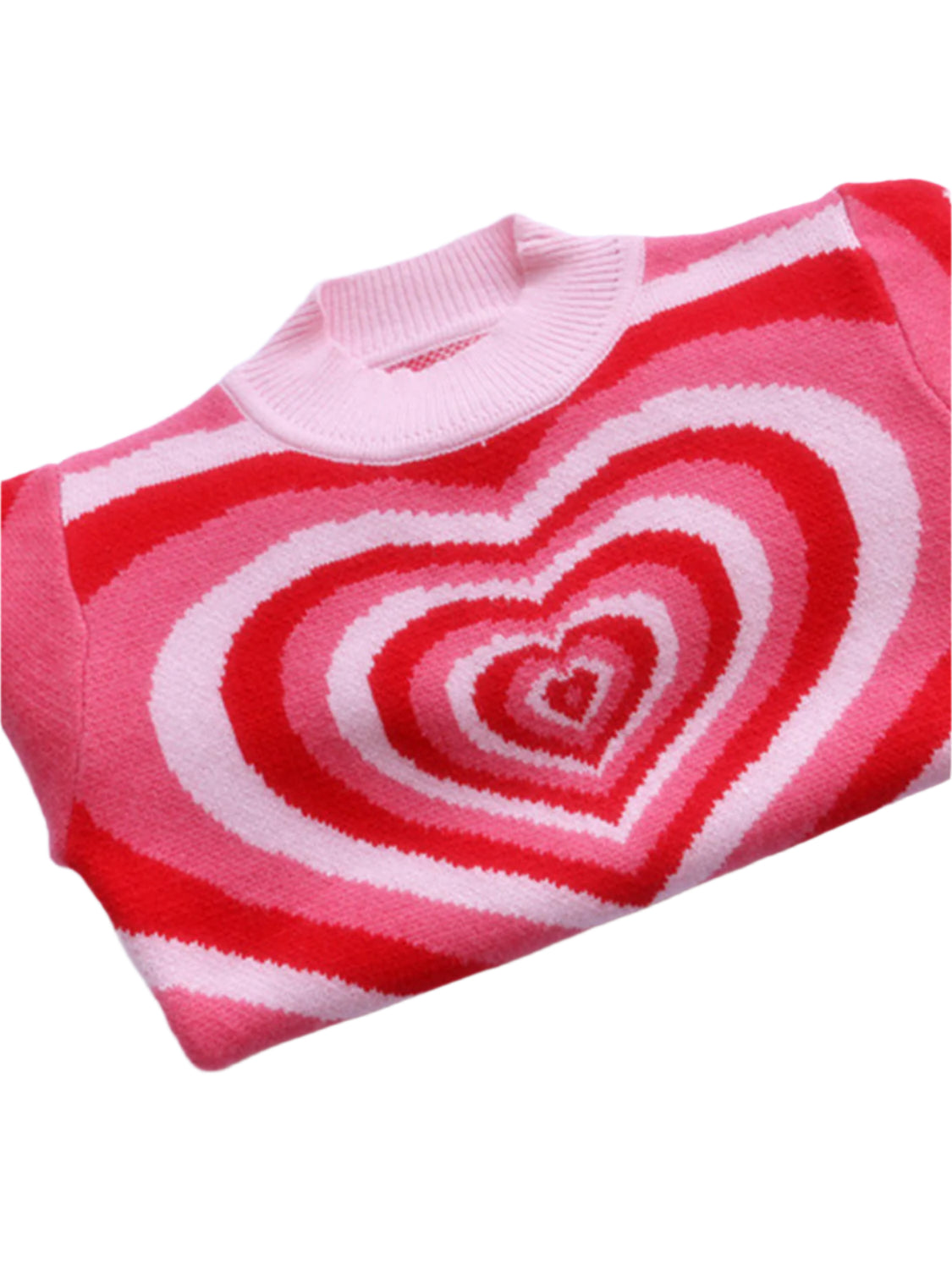 Heart Mock Neck Long Sleeve Sweater
