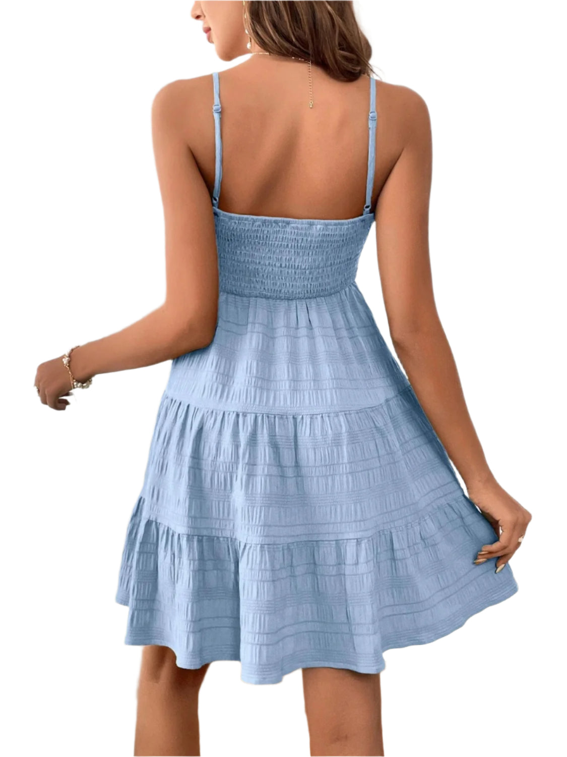Smocked Tiered Sleeveless Mini Dress