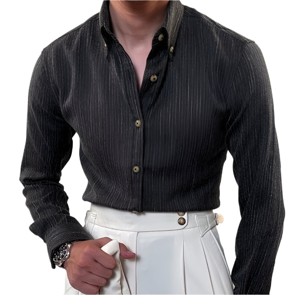 Striped Button Down Long Sleeve Collard Shirt