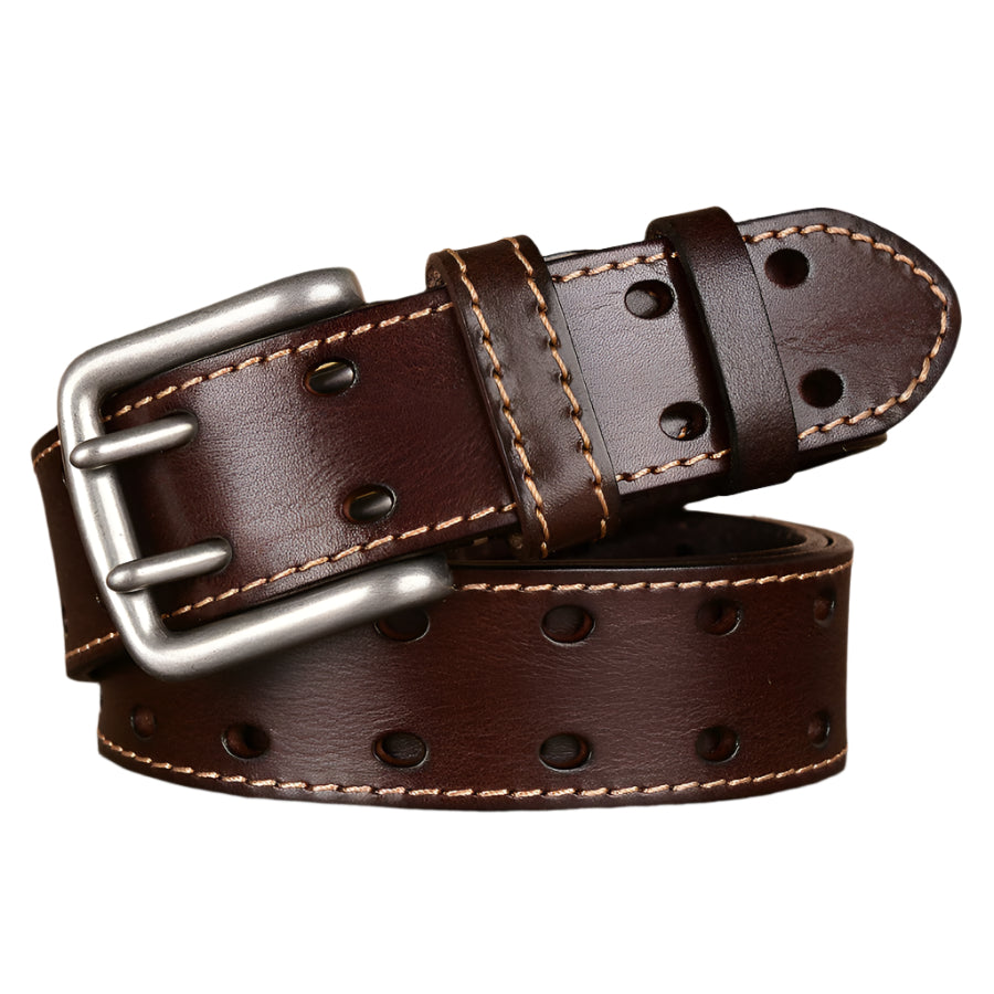 Men's Cowhide Leather Double Pin Belt