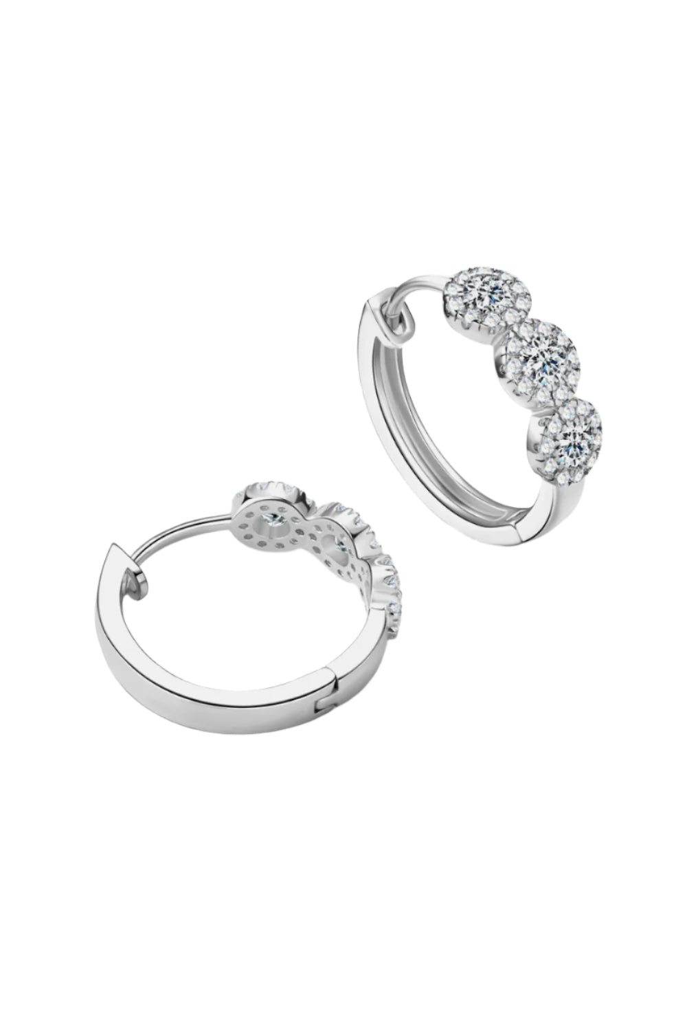 Moissanite 925 Sterling Silver Huggie Earrings