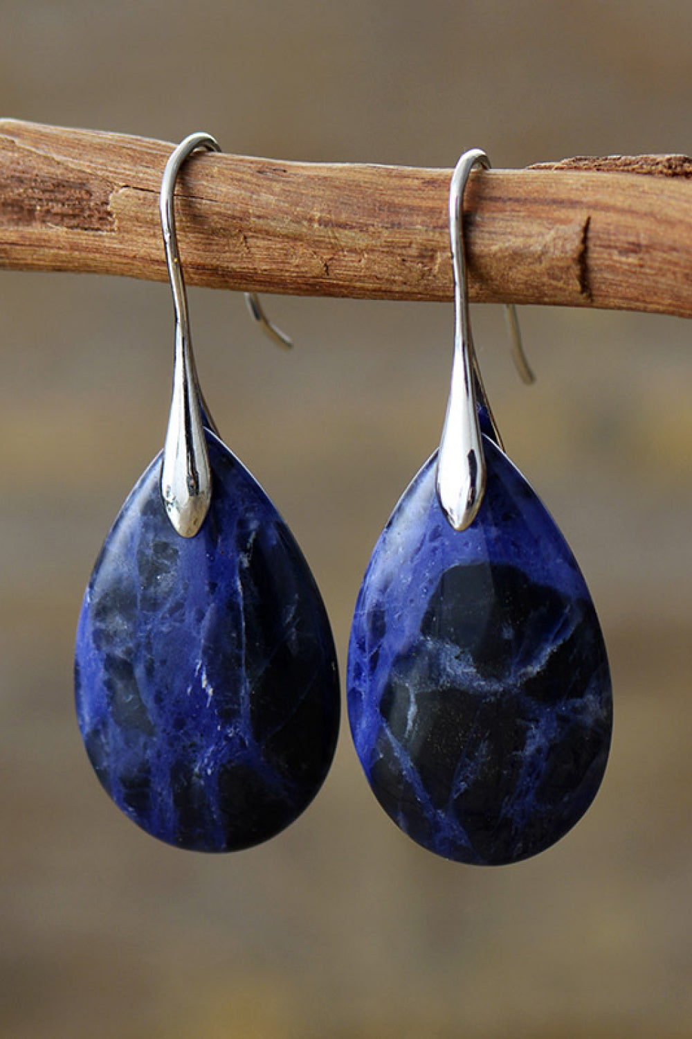Sodalite Crystal Teardrop Earrings