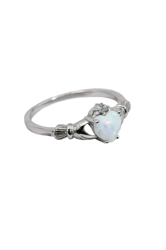 925 Sterling Silver Claddagh Opal Ring