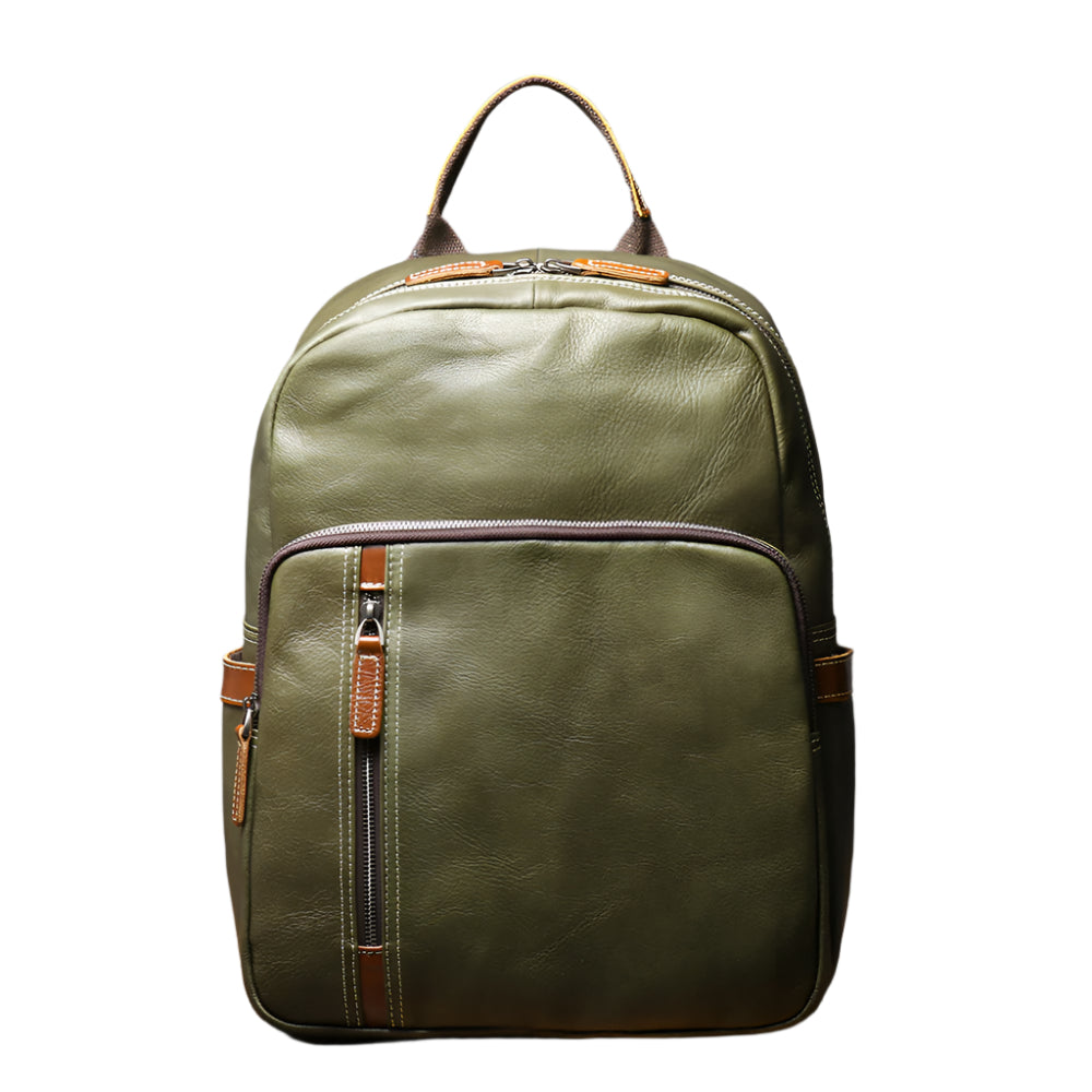 Cowhide Leather Contrast Backpack