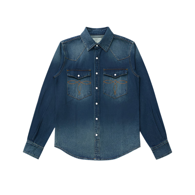 Men's Denim Button Down Collard Shirt