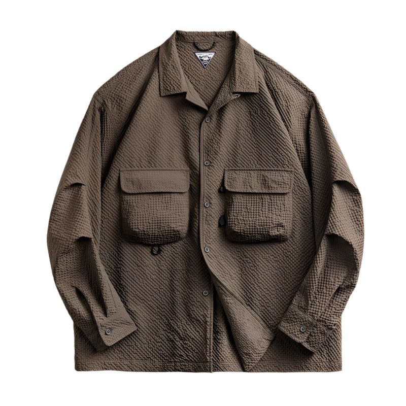 Cuban Collar Long Sleeve Button Down Shirt