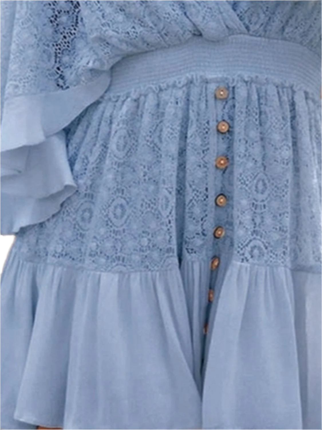 Ruffle Hem Tie Back Lace Mini Dress