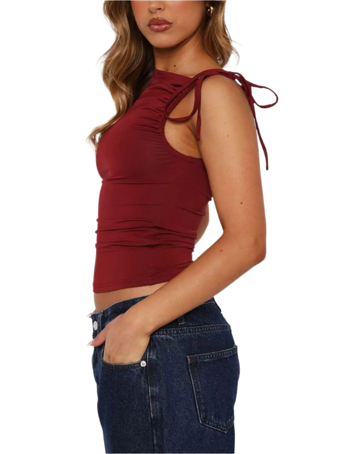 Lovelet Ruched Asymmetrical Neck Cami