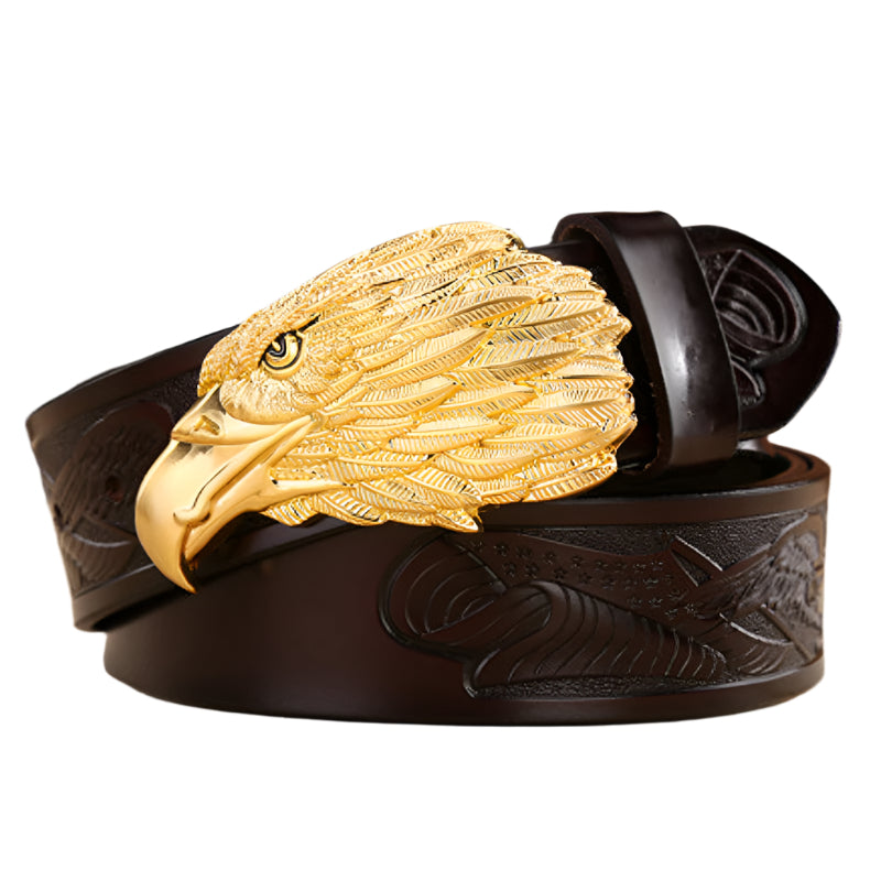 Men's Cowhide Leather American Eagle Buckle Belt