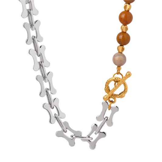 Titanium Steel Egg Yolk Jasper Crystal Necklace