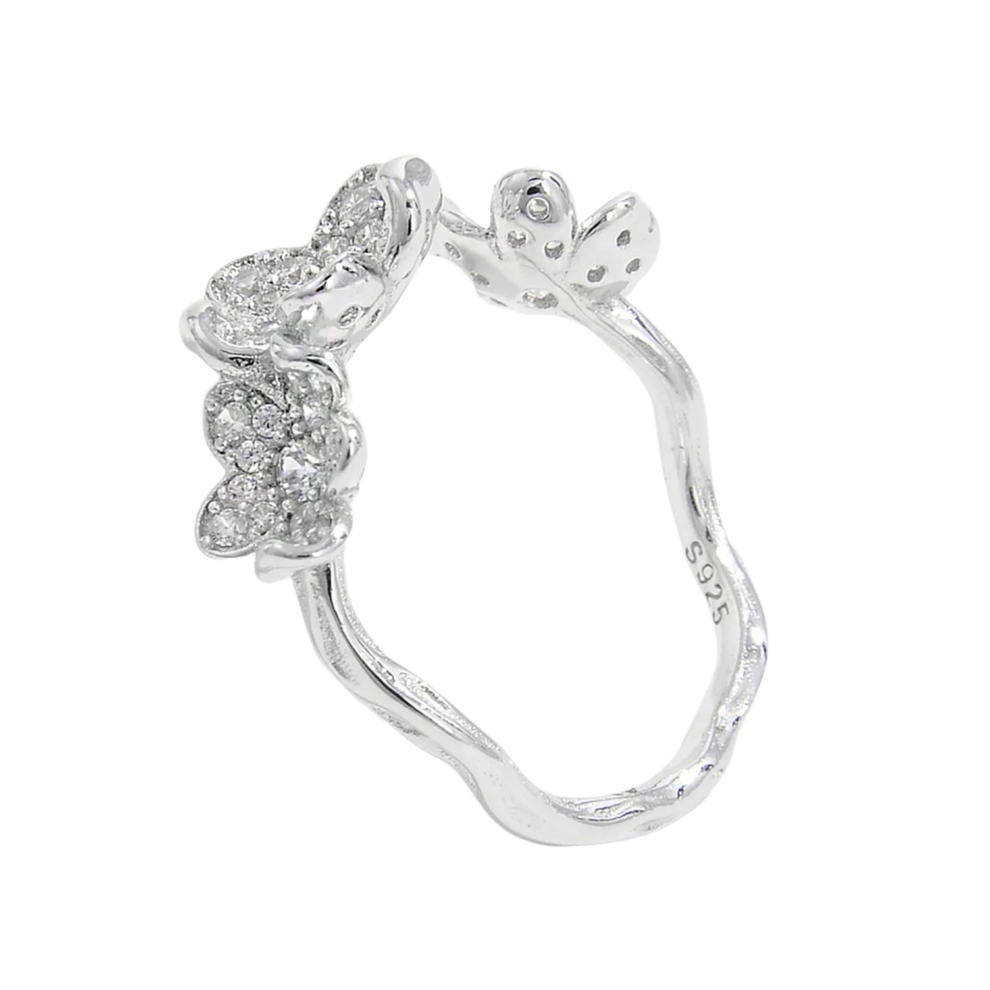 925 Sterling Silver Inlaid Zircon Open Ring