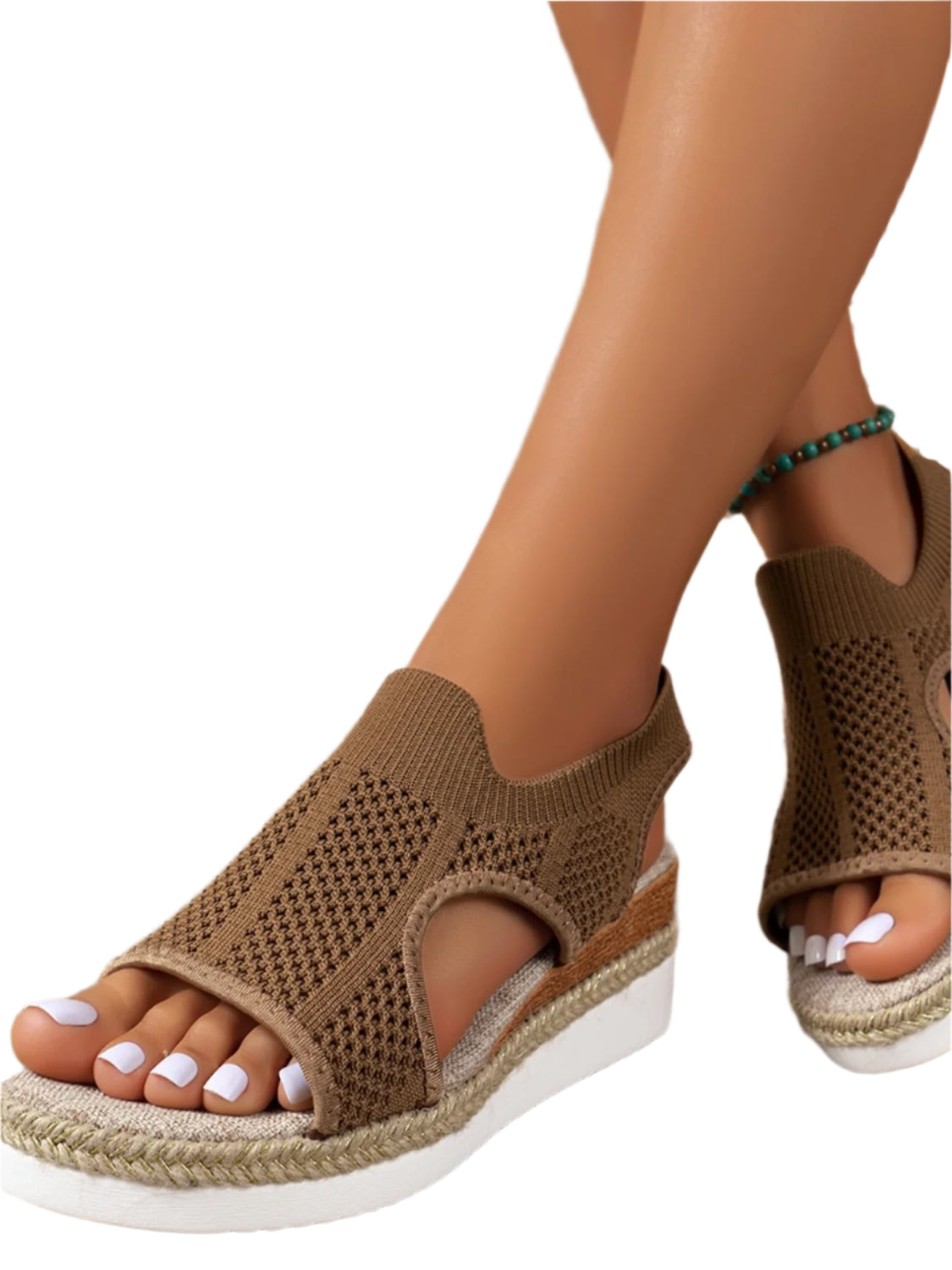 Open Toe Woven Wedge Sandals
