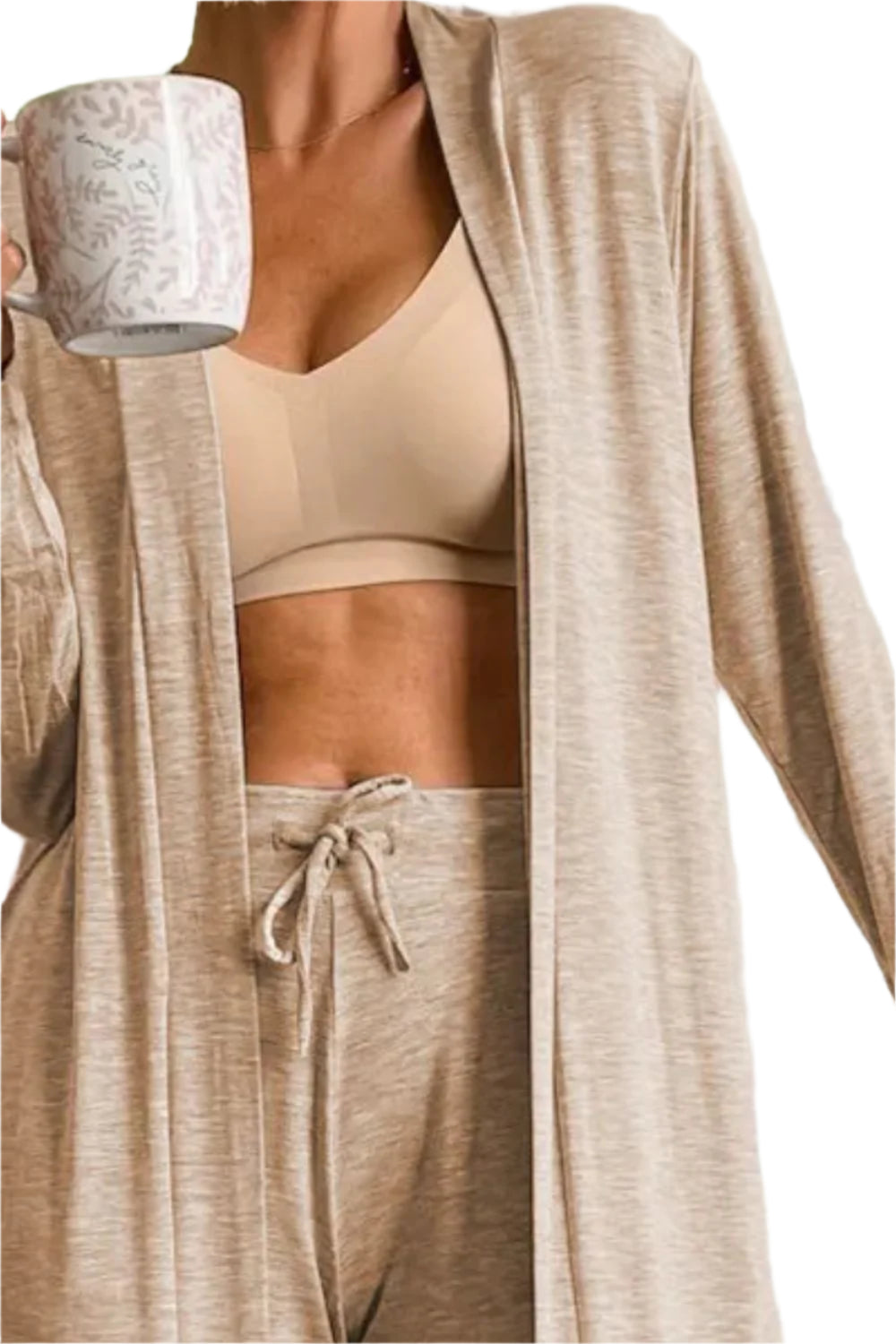 Open Front Long Sleeve Cardigan and Pants Lounge Set