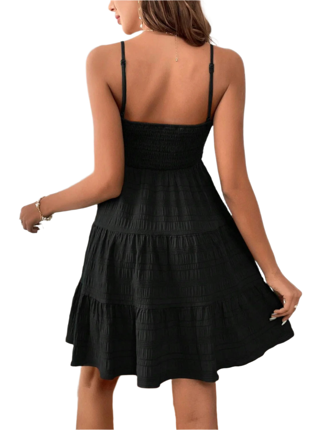 Smocked Tiered Sleeveless Mini Dress