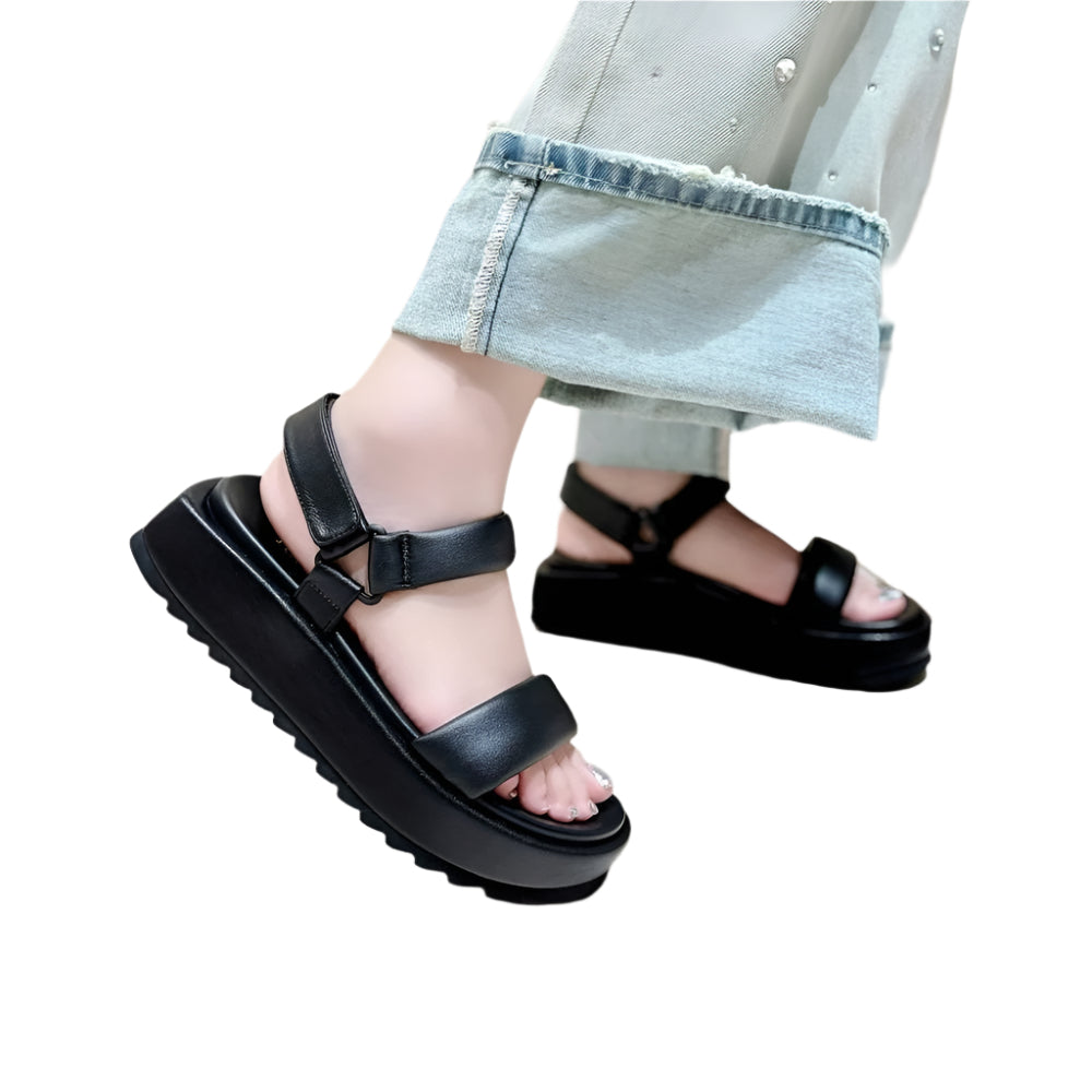 Sheepskin Round Toe Comfortable Strap Light Platform Sandals