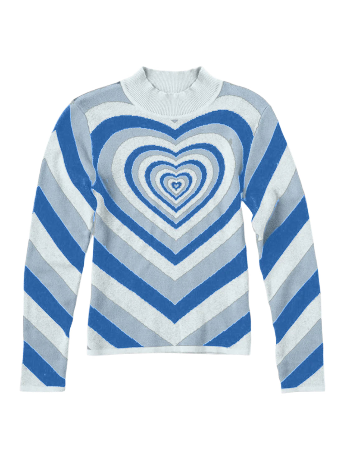 Heart Mock Neck Long Sleeve Sweater
