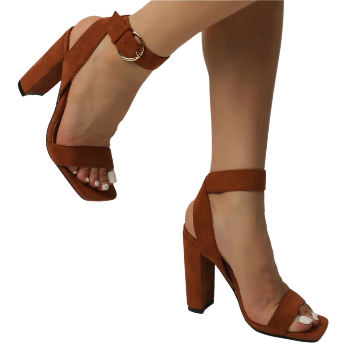 Suede High Heel Ankle Buckle Sandals