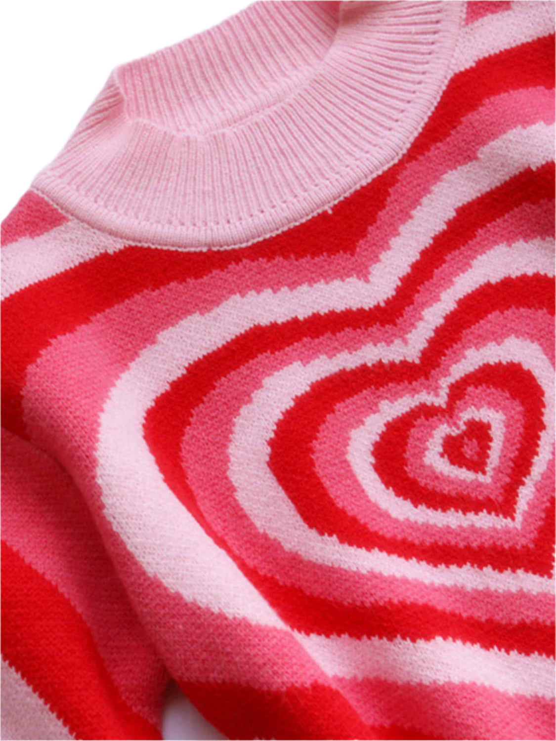 Heart Mock Neck Long Sleeve Sweater