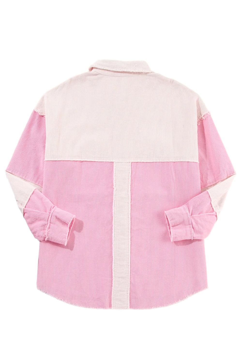 Two-tone Color Exposed Seam Corduroy Shacket
