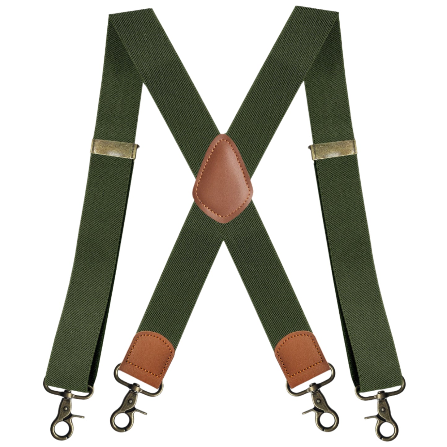 Elastic Straps Men's Suspenders with Bronze Clips