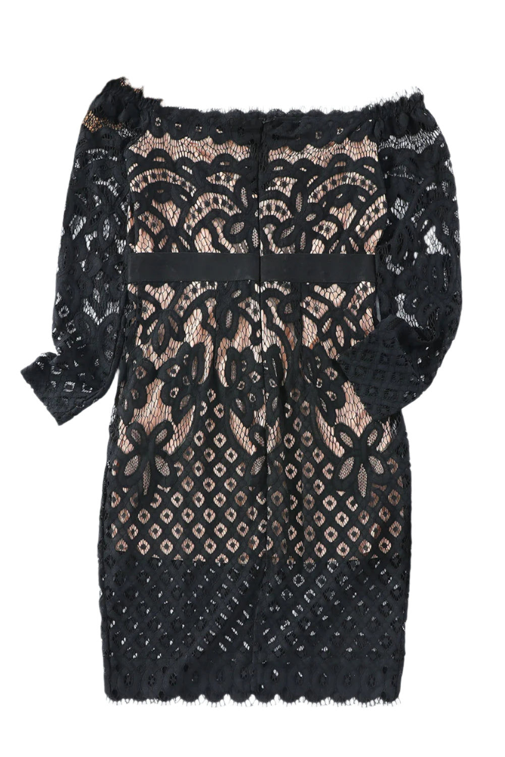 Off-Shoulder Long Sleeve Lace Dress