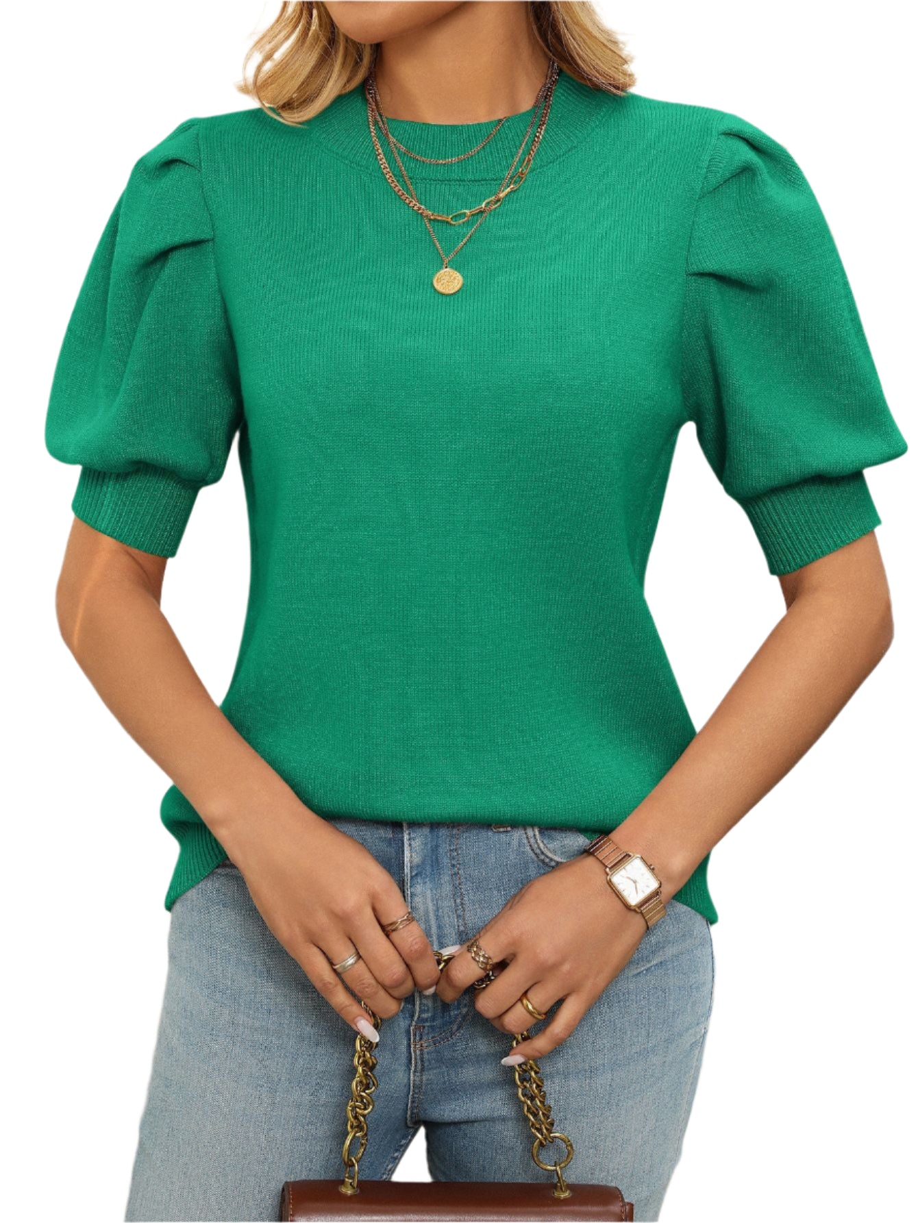 Mandy Mock Neck Puff Sleeve Sweater