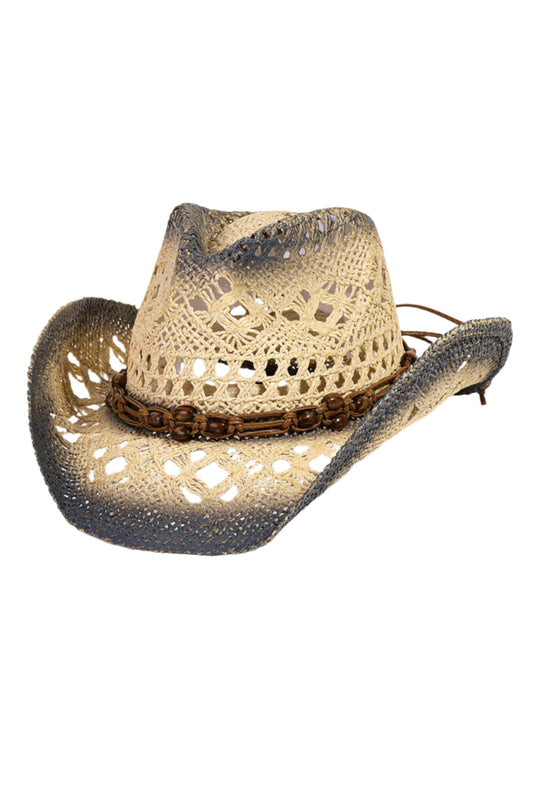 Fame Cutout Rope Strap Wide Brim Hat