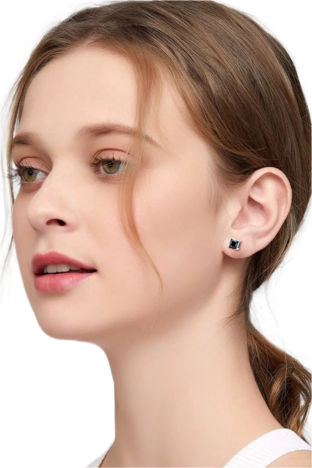 925 Sterling Silver Square Black Moissanite Stud Earrings