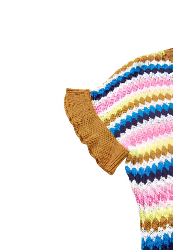 Contrast Round Neck Short Sleeve Sweater