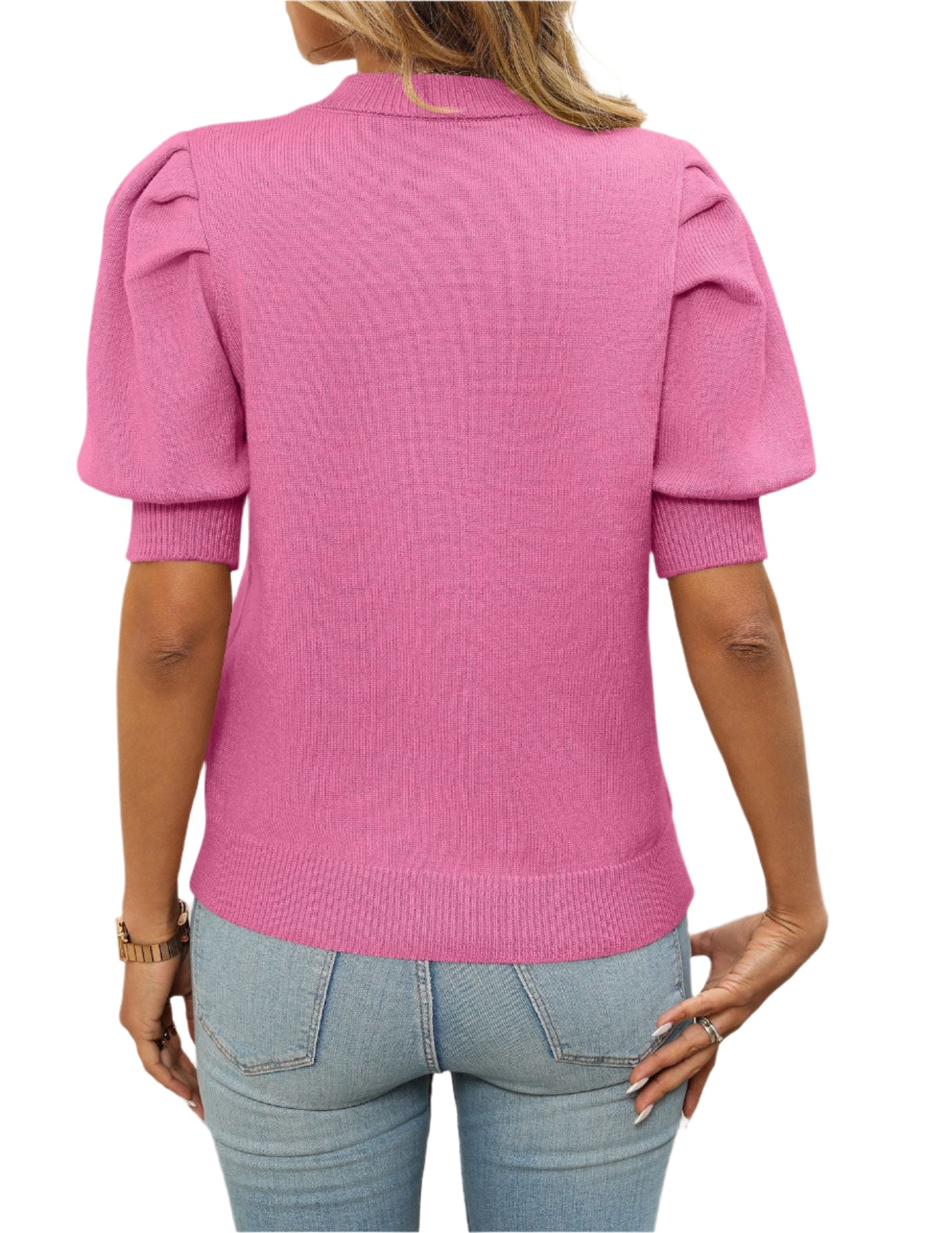 Mandy Mock Neck Puff Sleeve Sweater