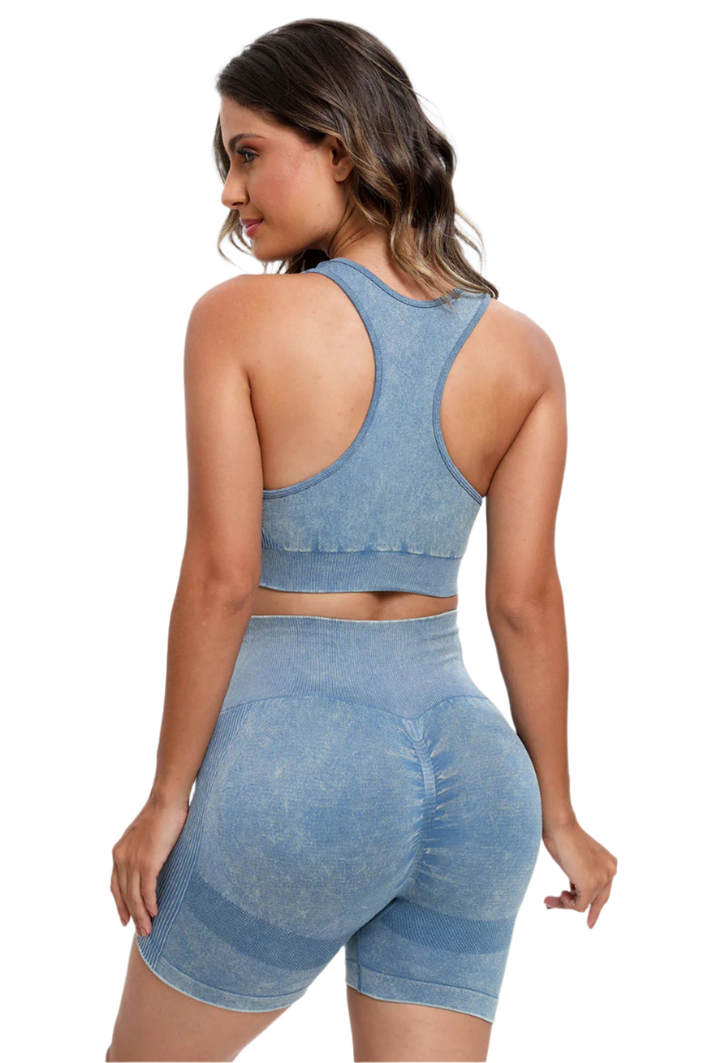 3 Piece Washed Square Neck Wide Strap Active Set