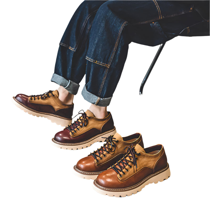 Men's Cowhide Suede Casual Lace Up Shoes