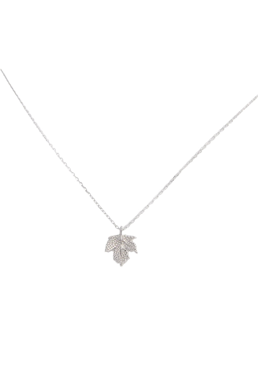 925 Sterling Silver Zircon Maple Leaf Necklace