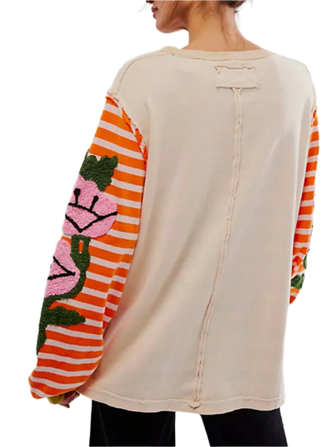 Striped Round Neck Long Sleeve Sweatshirt
