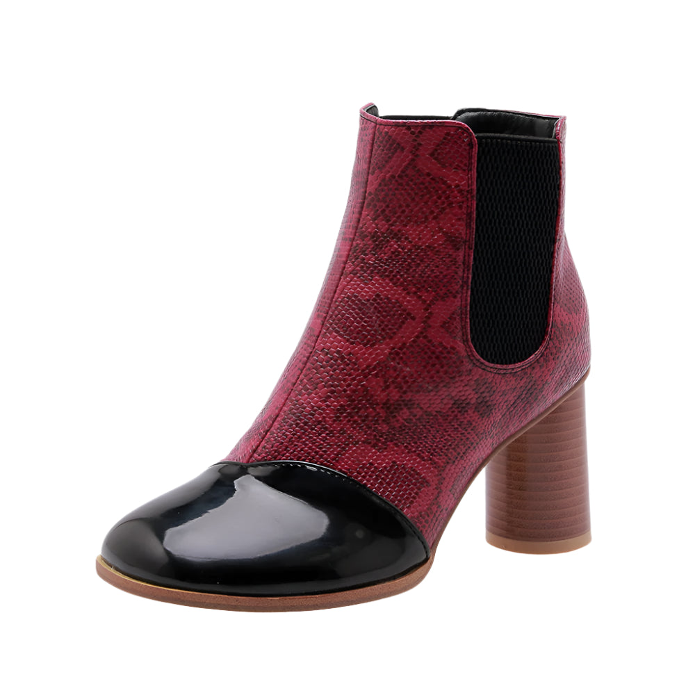 Animal Print Embossed PU Leather Ankle Boots