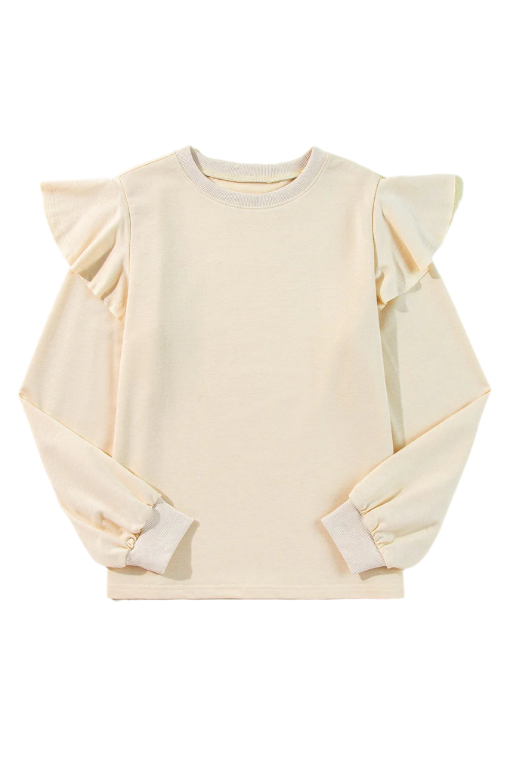 Ruffled Round Neck Long Sleeve Blouse