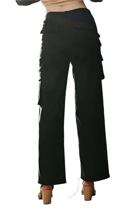 Davi & Dani Flap Pocket Mid Rise Cargo Pants