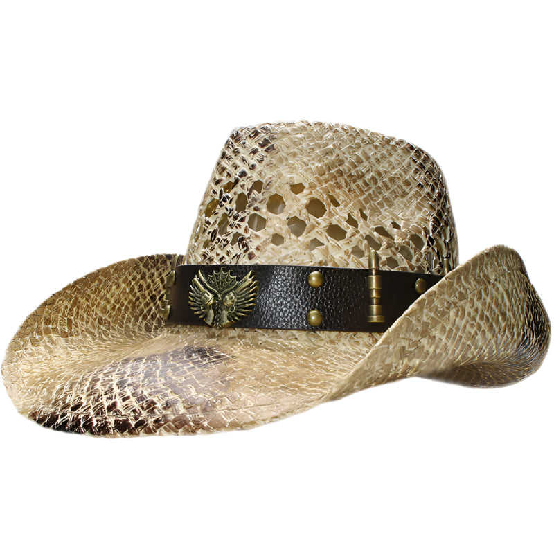 Two Guns Lafite Grass Cowboy Hat with Adjustable Strap
