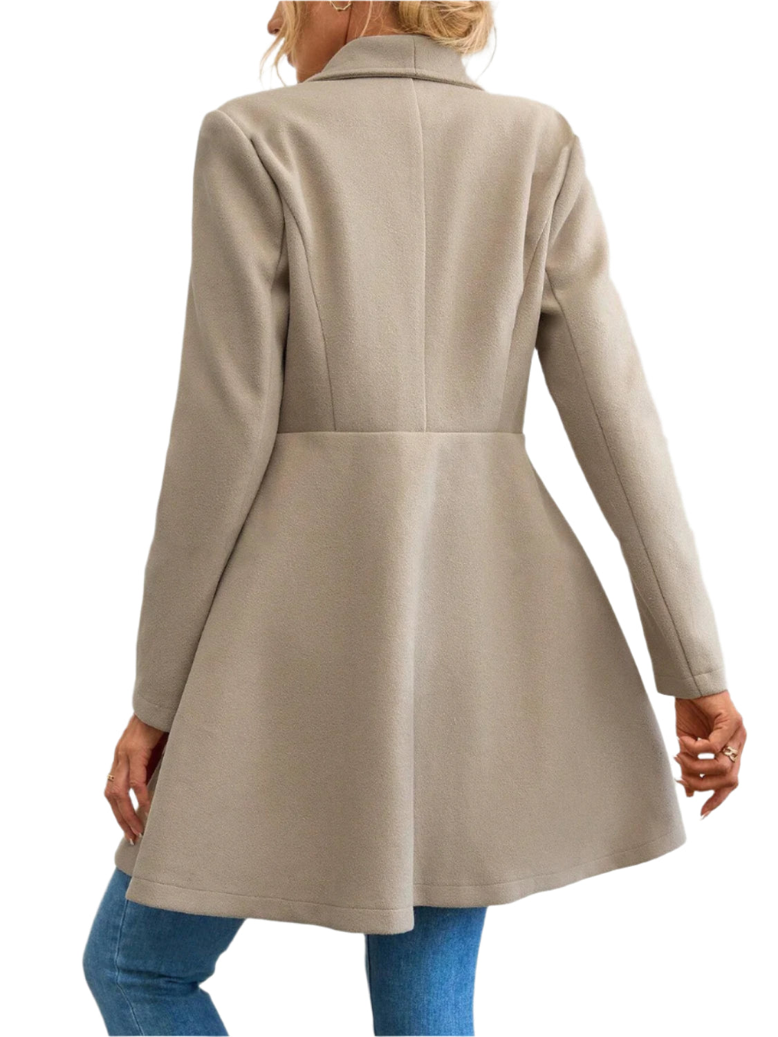 Collared Neck Button Up Long Sleeve Coat