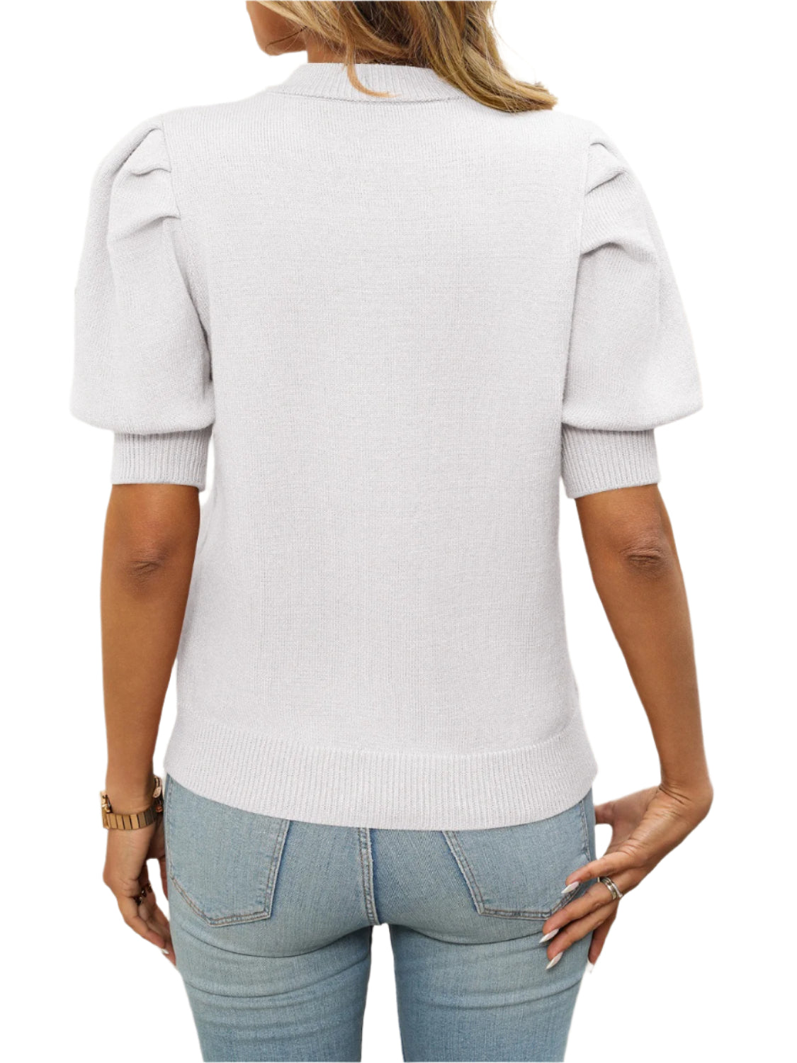 Mandy Mock Neck Puff Sleeve Sweater