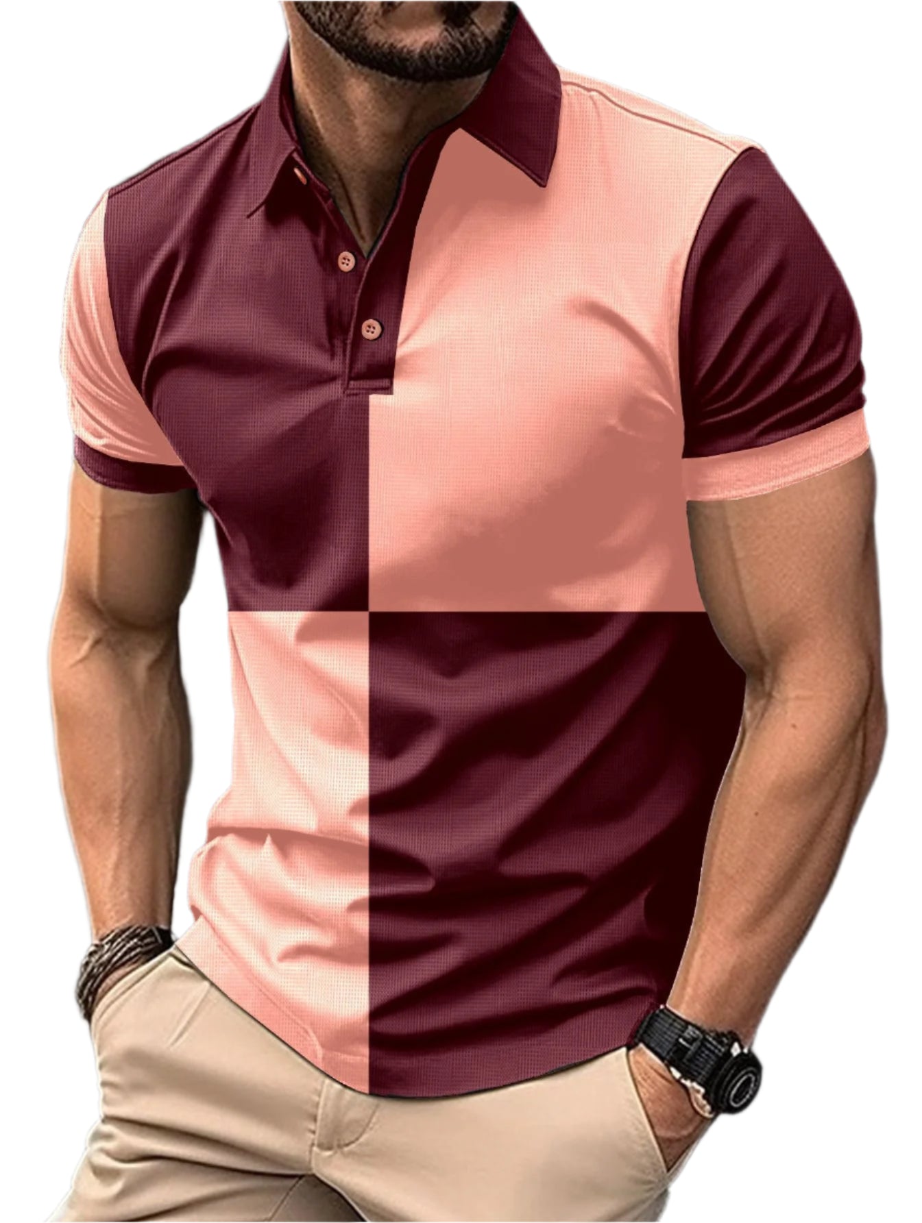 Men's Color Block Polo Shirt