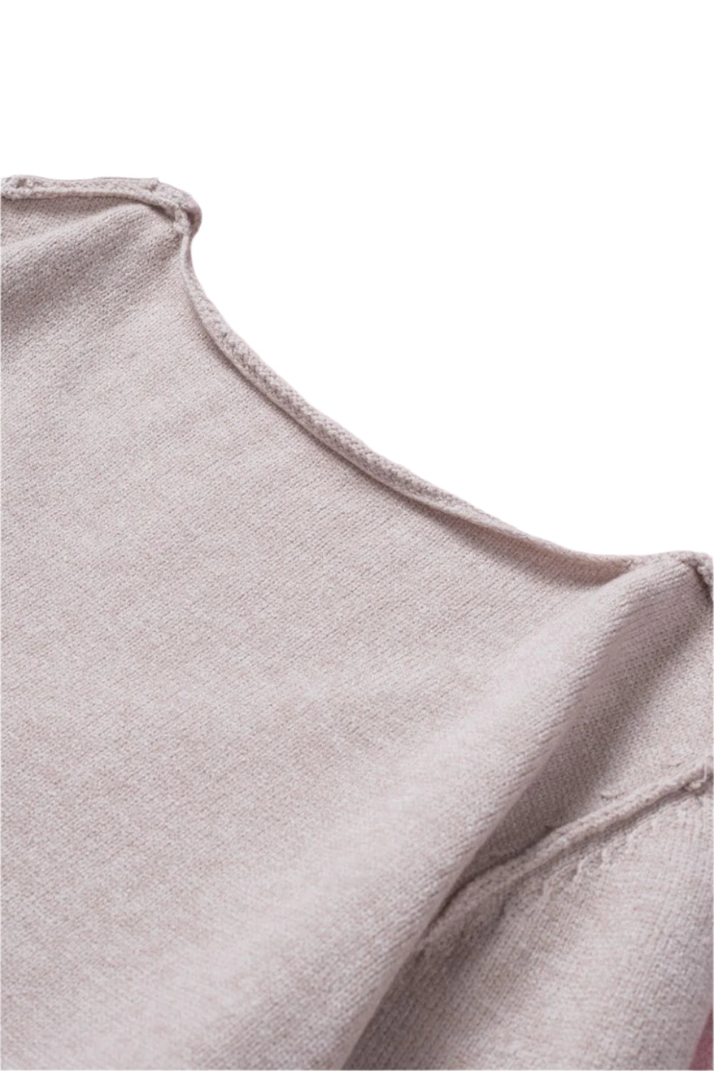 Exposed Seam Fringe Hem V-Neck Long Sleeve Sweater