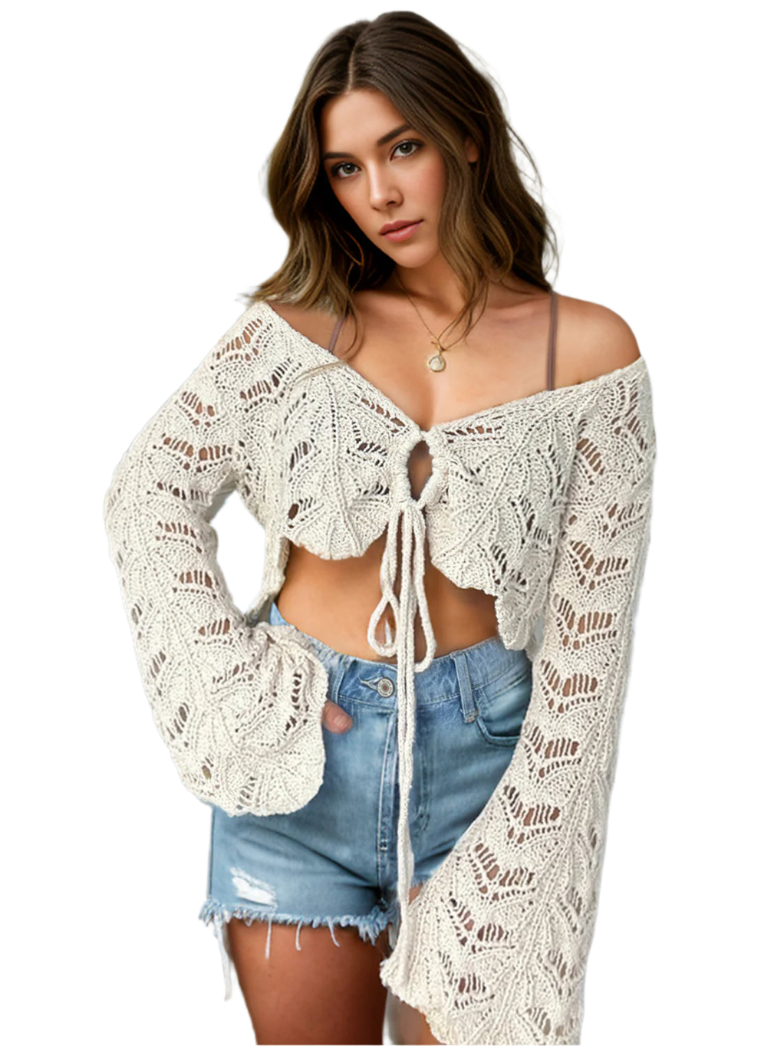 Openwork Flare Sleeve Cover-Up