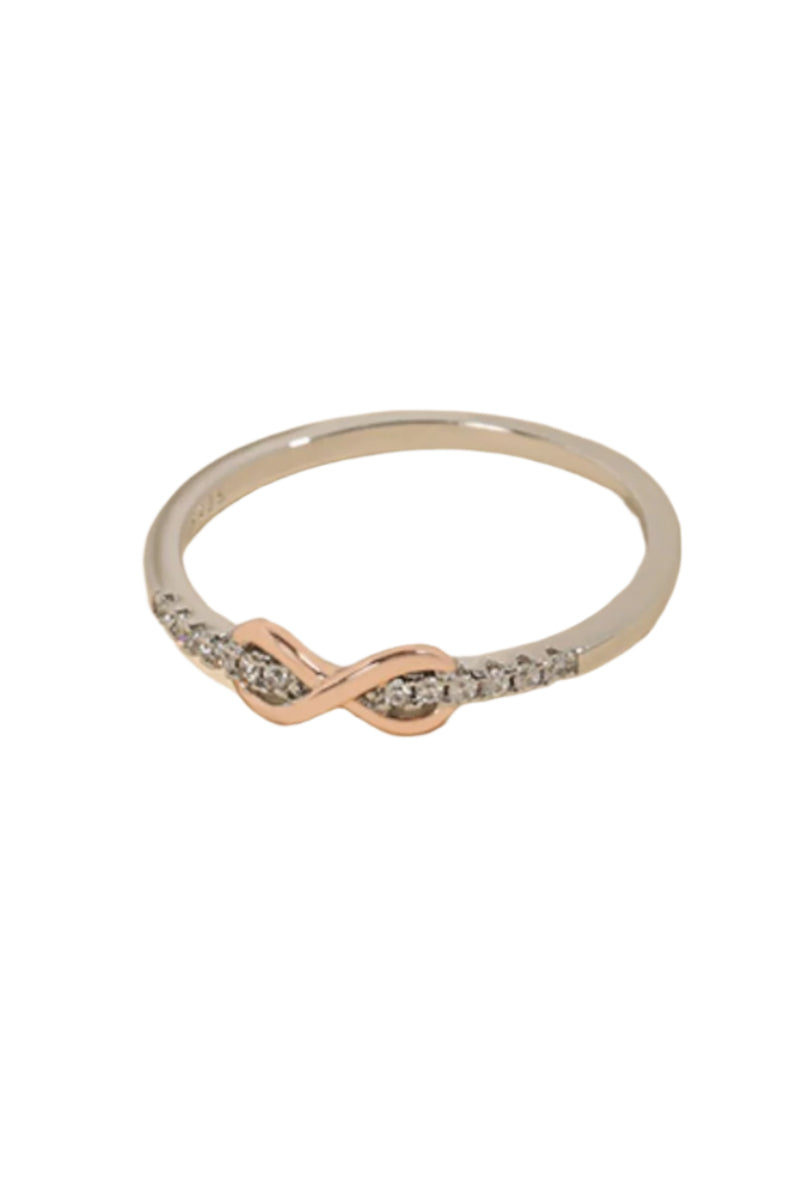 925 Sterling Silver Inlaid Zircon Infinity Symbol Ring