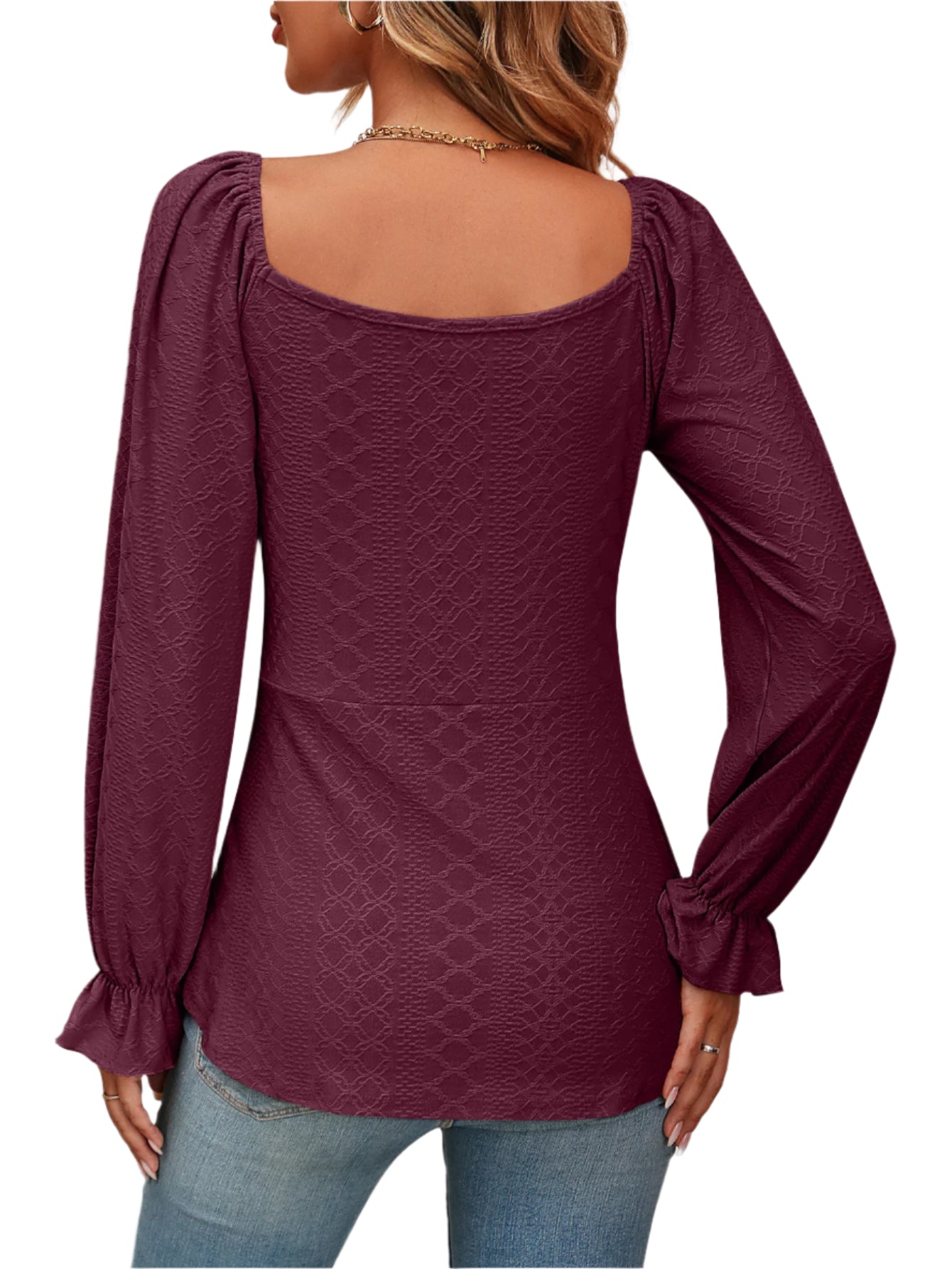 Mandy Tie Front V-Neck Puff Sleeve Blouse