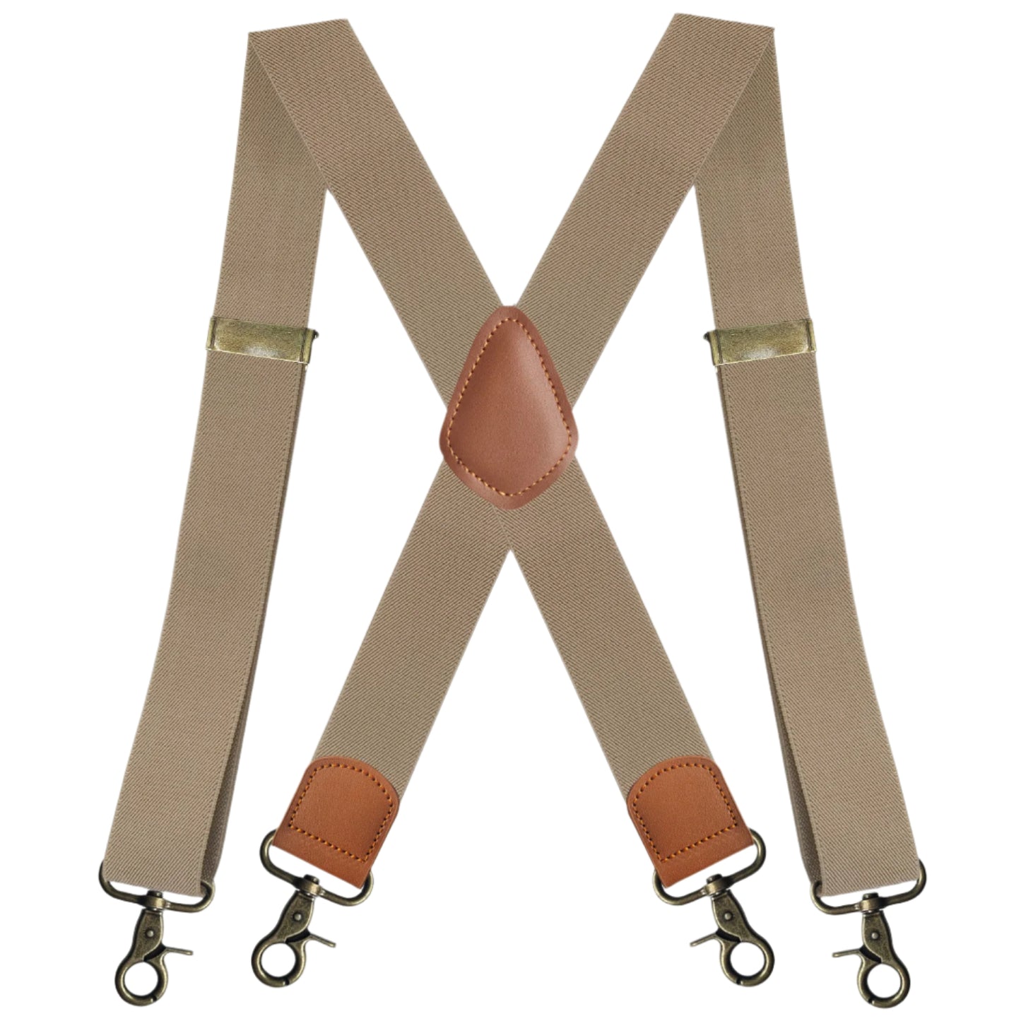 Elastic Straps Men's Suspenders with Bronze Clips